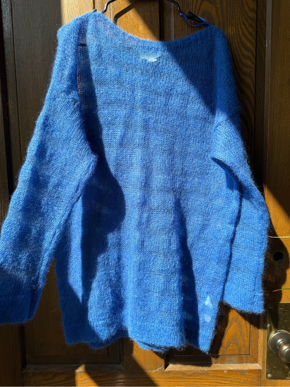 Anthropologie Royal Blue Fuzzy Crewneck Sweater